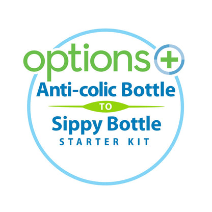 Dr. Brown’s Anti-Colic Options+ Wide-Neck Sippy Bottle Starter Kit, 9oz/270mL, with Level 3 Medium-Fast Flow Nipple and Soft 100% Silicone Sippy Spout, Pink, BPA Free, 6m+