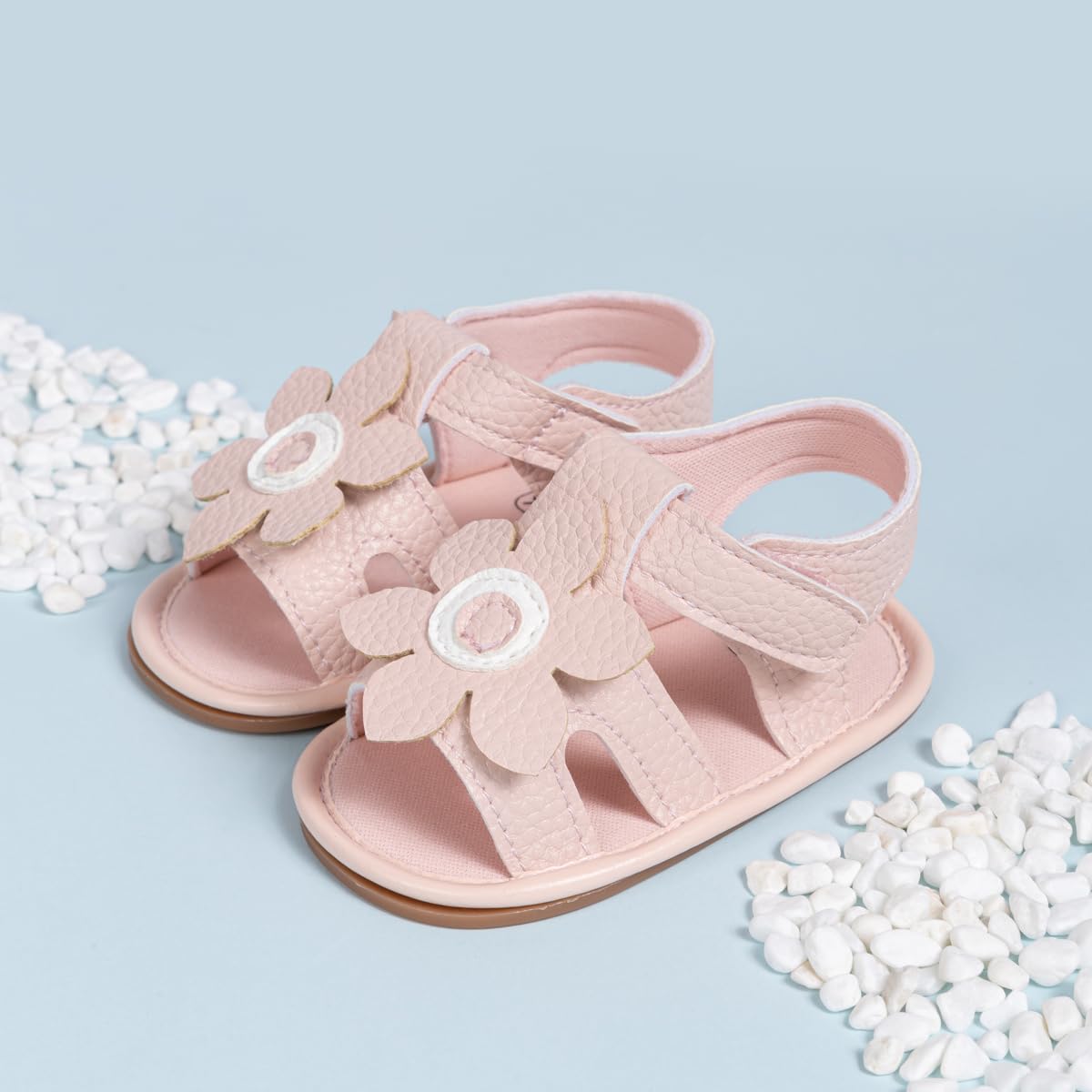 Oamico Baby Girl Sandals Infant Soft Anti-Slip Rubber Sole Casual Beach Sandals Newborn Bowknot Outdoor First Walker Summer Shoes for Baby Girls Flat Sandal