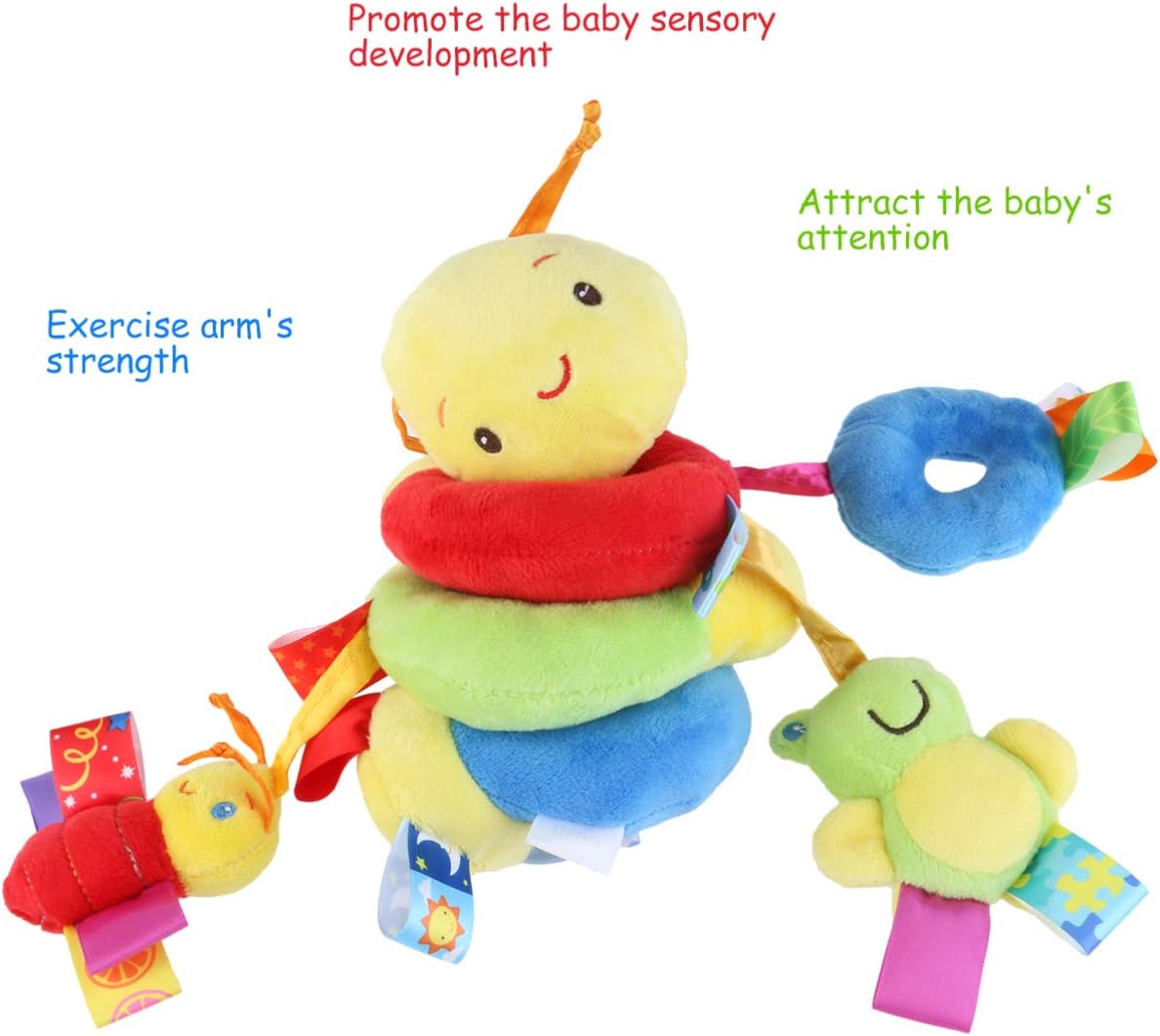 Uonlytech Crib Hanging Rattles Toys, Toy Hanging Rattles Spiral Stroller Crib Cot Toy Spiral Toy Pram Hanging for Babies Boys and Girls