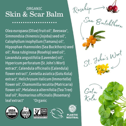 Earth Mama Organic Skin & Scar Balm |C-Section Recovery Skin Care, Pregnancy Stretch Mark Scar Cream with Organic Jojoba Oil, Tamanu Oil & Gotu Kola (2-Pack)