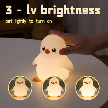 Night Light for Kids, Cute Silicone Night Light, Soft Glow, Animal Night Lamp(Penguin), Cute Light for Children's Room Decoration, Funny Gifts Stuff for Boys Girls Baby, Rechargeable