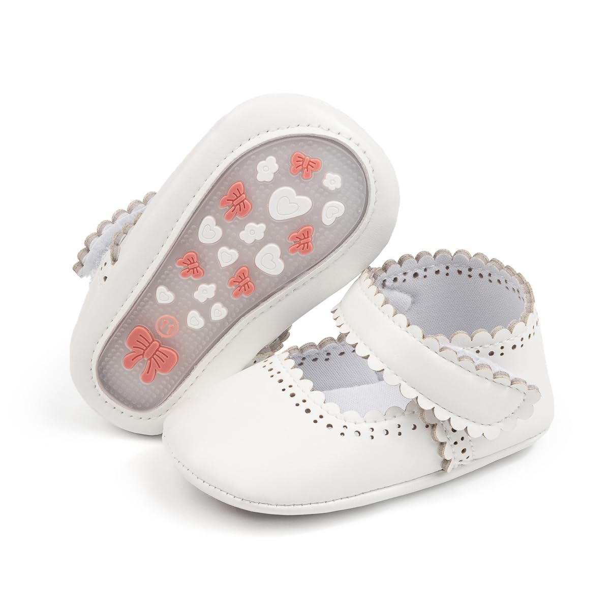 ohsofy Infant Baby Girls Mary Jane Flats Non-Slip Bowknot Princess Wedding Dress Shoes Toddler Crib Shoes