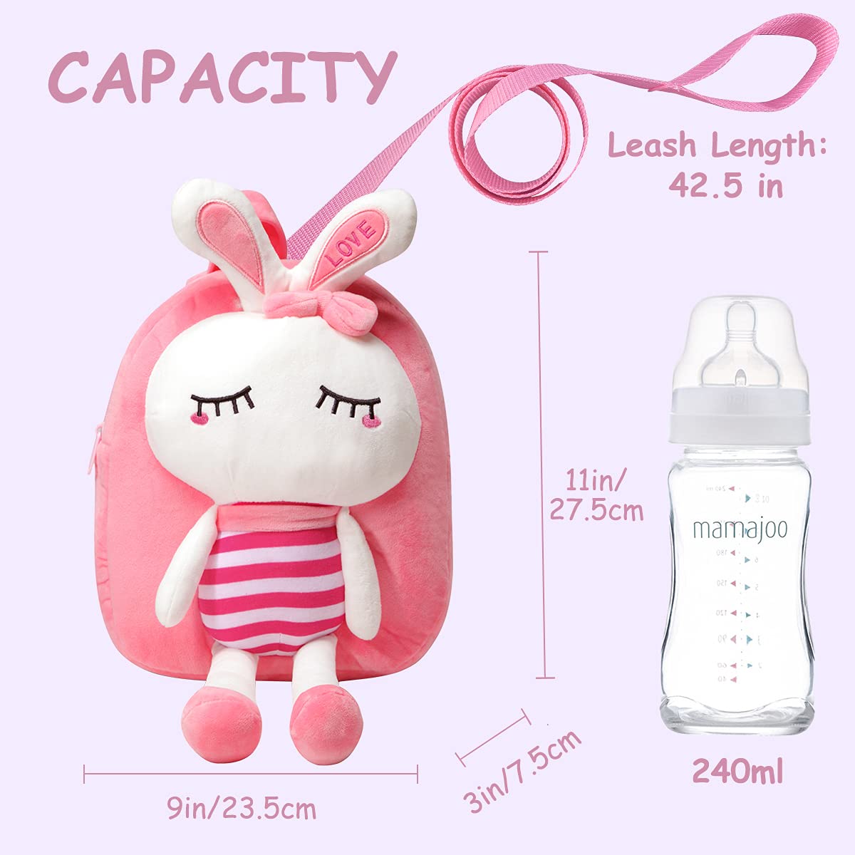 VASCHY Toddler Backpack, Baby Boys and Girls Cute Plush Animal Small Daycare Backpack for Baby Little Kids Yellow Cat