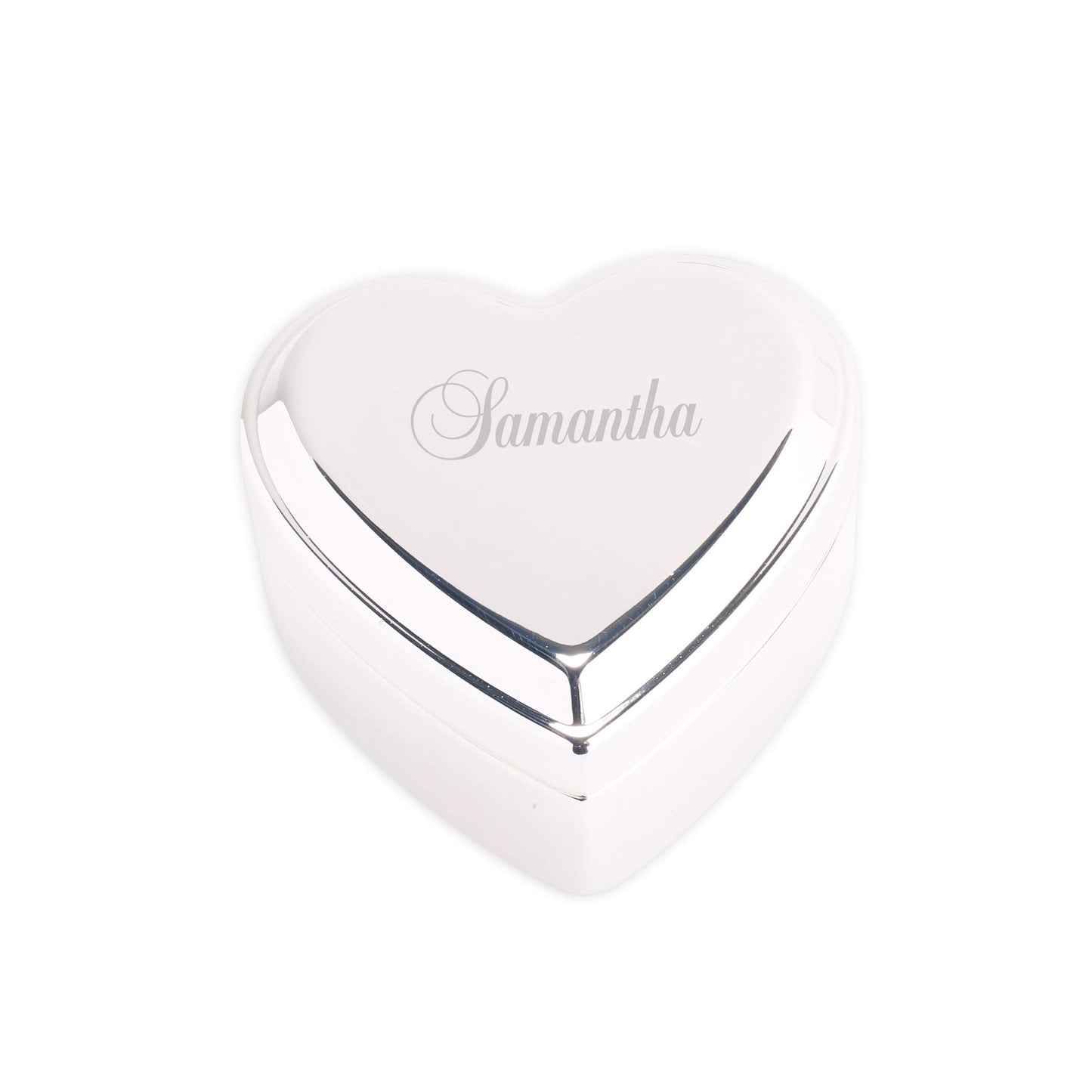 Cherished Moments Personalized Heart Jewelry Keepsake Box with Custom Engraved Cross and Name for Baby Baptism Gift for Girls, Silver Toned