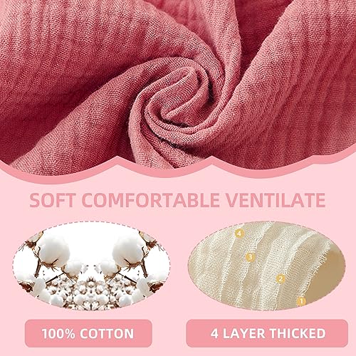 6 Pack Muslin Baby Bibs for Baby Girls, Muslin Bibs Drool Bandana Bibs (Sweet Pink)