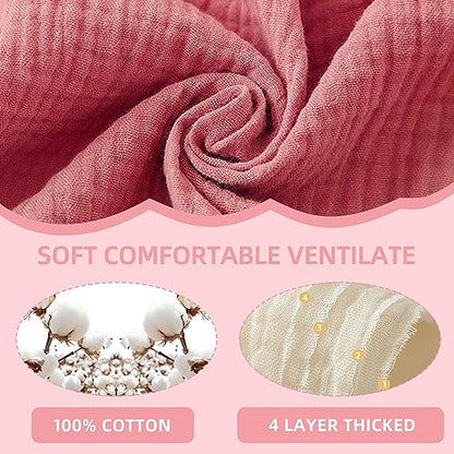 6 Pack Muslin Baby Bibs for Baby Girls, Muslin Bibs Drool Bandana Bibs (Sweet Pink)