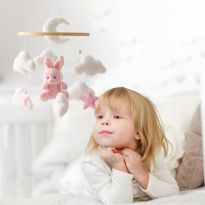 EERKEOD Baby Crib Mobile Bear Nursery Mobile for Boys Girls Teddy Velvet Mobile Nursery Decor for Infant Bedroom Hanging Baby Mobile for Bassinet Newborn Baby Gift（Brown Bear）