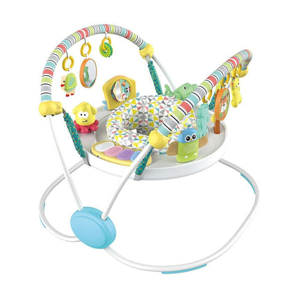 CAM2 Baby Bouncer Baby Jumpers Infant Activity Center with Music Lights Sounds, 360° Rotating Seat,Surrounded by 12 Different Types of Toys,Activity Center for 4 Month+,White
