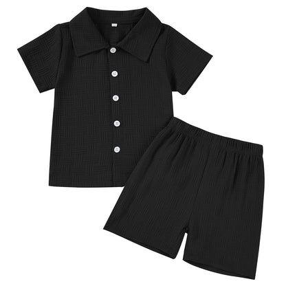 U·nikaka Baby Boys 2 Piece Summer Outfits Casual Toddler Short Sets Little Boys Button Down Shirts Tops and Shorts 2-6Y