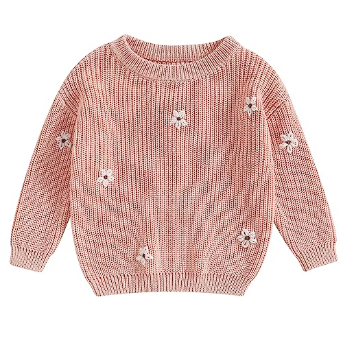 Mubineo Baby Girl Winter Clothes Cute Flower Sweater Crewneck Pullover Long Sleeve Knit Newborn Infant Sweaters