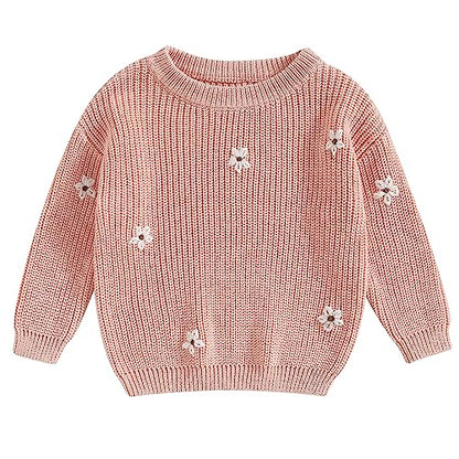 Mubineo Baby Girl Winter Clothes Cute Flower Sweater Crewneck Pullover Long Sleeve Knit Newborn Infant Sweaters
