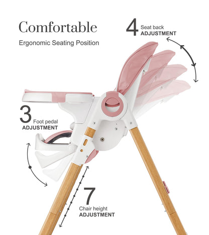 Convertible High Chairs for Babies and Toddlers, Height Adjustable Baby High Chair, High Chair with Removable Tray, Adjustable Backrest and Pedal, Portable Baby Dinning Chair with Lockable Wheels