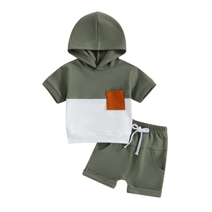 Infant Baby Boy Summer Clothes Outfit Color Block T-shirt Shorts Set Toddler Checkerboard Clothes 6 12 18 24 Months