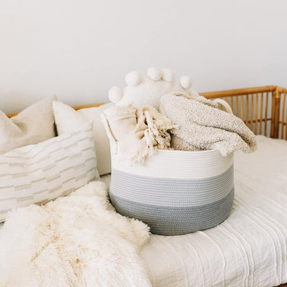 OrganiHaus Large Blanket Basket for Living Room 20x13, Rainbow Rope Basket for Classroom Organization, Toy Storage Basket, Woven Kids Laundry Basket, Baby Toy Box, Cute Storage Basket, Nursery Hamper