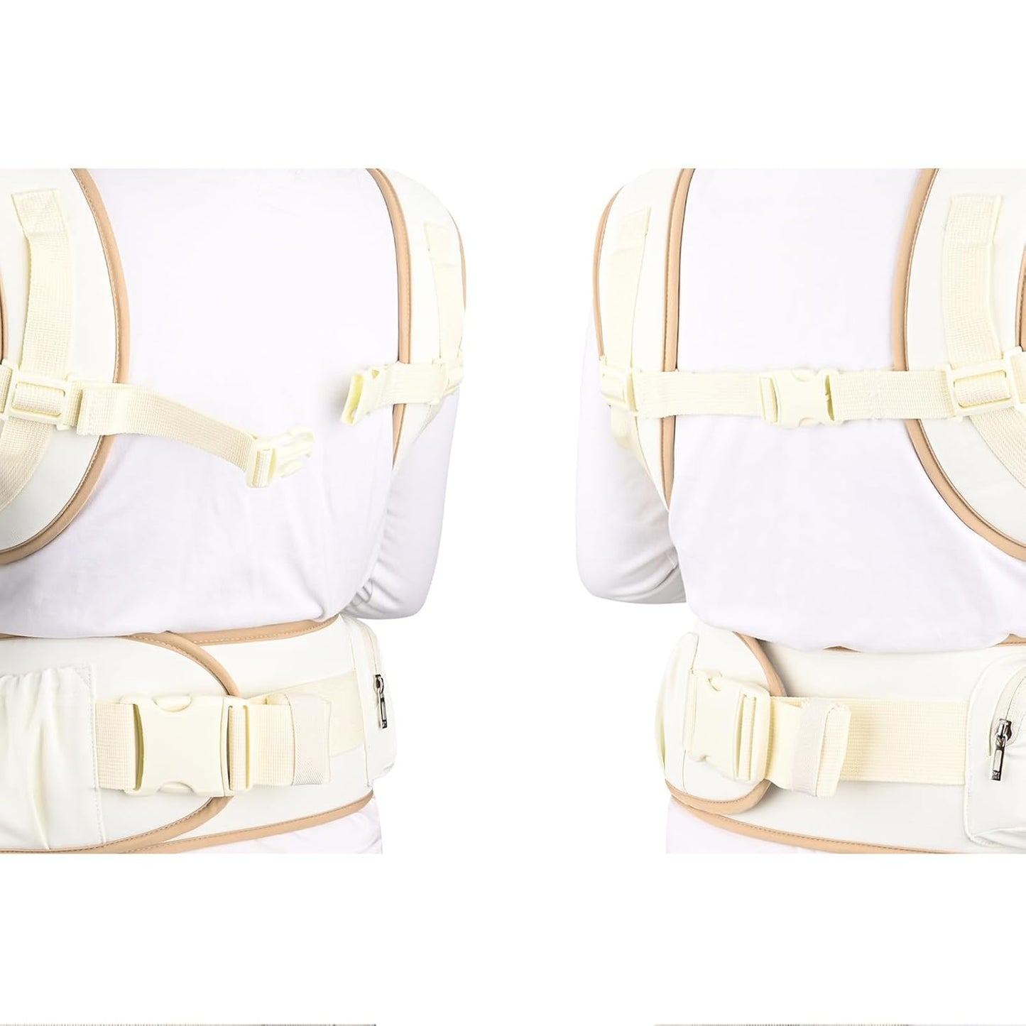 Bebamour Baby Carrier with Hip Seat,All-Position Breathable Mesh Hip Seat & Carrier 0-36Months with Head Hood, 3 PCS Teething Pads, Waist Extender,Storage Bag & Pacifier Case(Khaki)