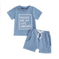 Kupretty Toddler Baby Boy Summer Clothes Letter Graphic Short Sleeve Shirt T-Shirt Tops + Casual Shorts Outfit Set