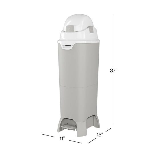 Foundations Hands Free Tall Diaper Pail with Airtight Lid - Durable & Odorless Diaper Disposal, Large Capacity, Holds up to 60 Newborn Diapers, Refill with Any Bags - Gray