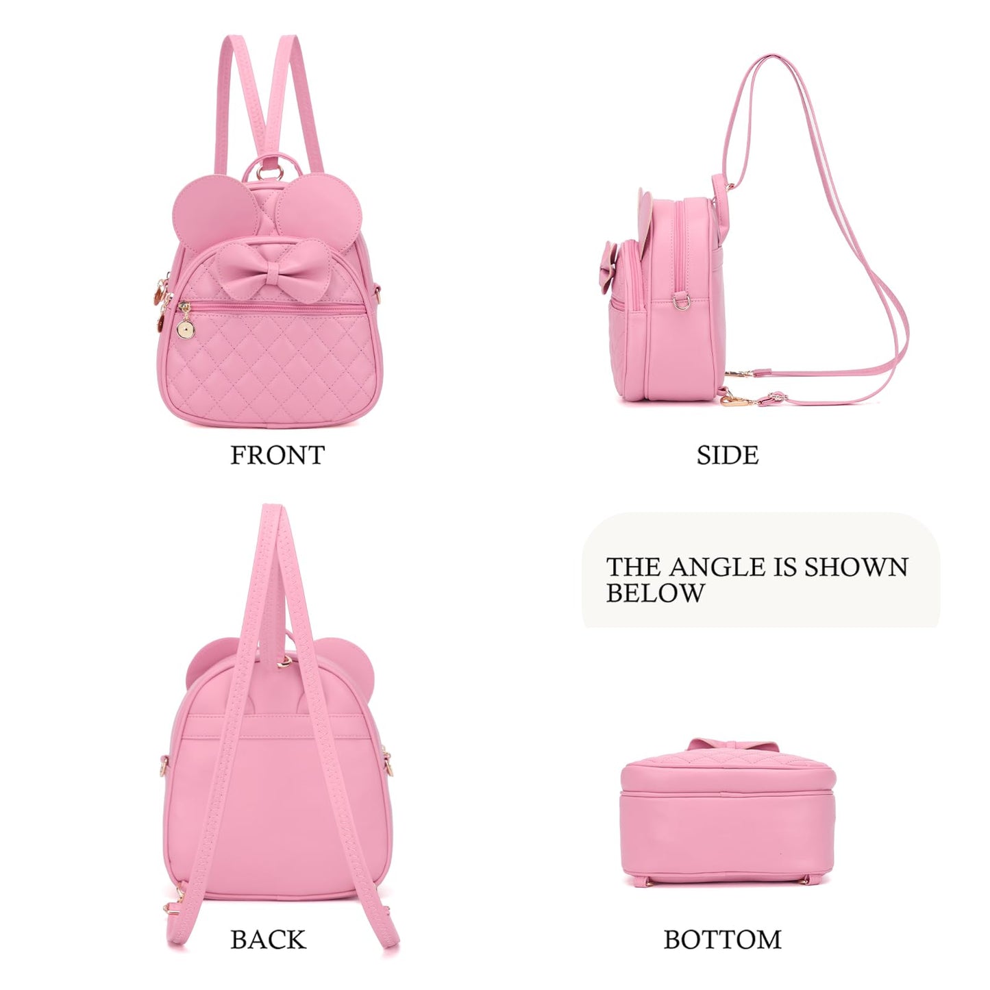 KL928 Girls Bowknot Polka Dot Cute Mini Backpack Small Daypacks Convertible Shoulder Bag Purse for Women