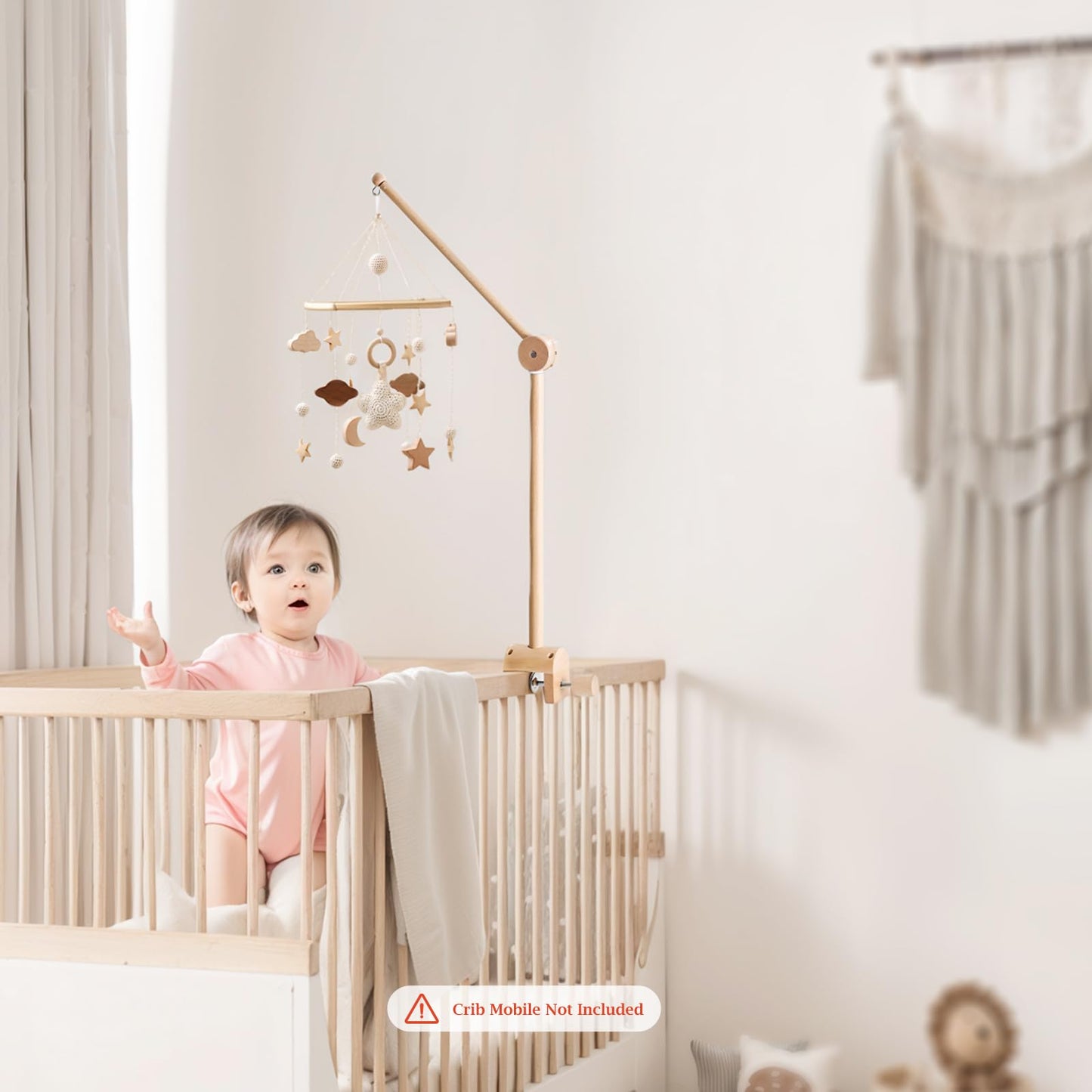 Baby Crib Mobile for Boys Girls| Boho Nursery Mobile| Gender Neutral Hand-Crocheted Mobile| Ceiling Mobile - Stars, Clouds, Moon