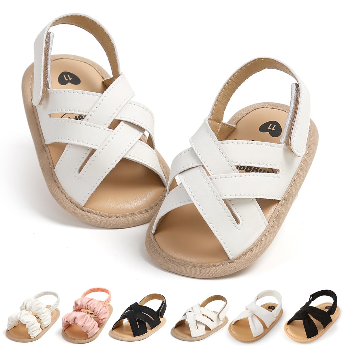 Meckior Infant Baby Girls Boys Summer Sandals Open Toe Lace Princess Dress Wedding Flats Shoes Newborn Toddler Soft Non-slip Sole First Walker Crib Shoes