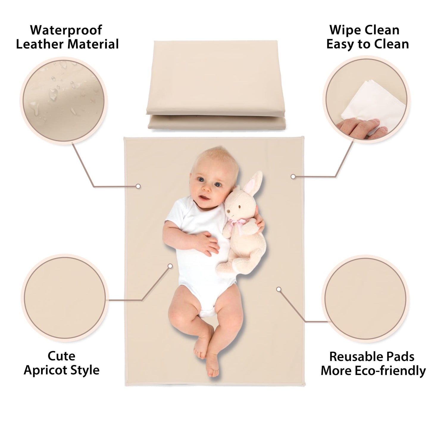 Vegan Leather Baby Changing Mat - Wipeable Portable Changing Pad, Foldable Travel Changing Mat for Baby, Newborns Toddlers Shower Gifts (Flower,20"*28")