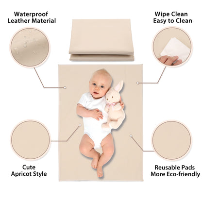 Vegan Leather Baby Changing Mat - Wipeable Portable Changing Pad, Foldable Travel Changing Mat for Baby, Newborns Toddlers Shower Gifts (Flower,20"*28")