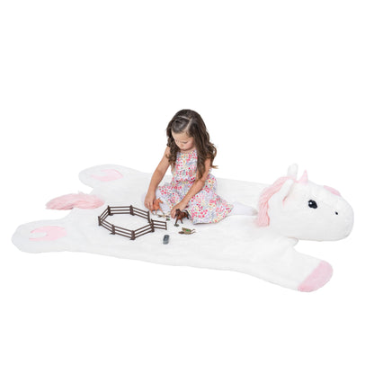Plush PlushieRugs - Animal Rug for Kids Room, Fluffy Nursery and Fur Kids Rugs for Playroom - Big Large Stuffed Animals Irregular Shaped Rug that Works Great as Woodland Nursery Decor (Dinosaur)