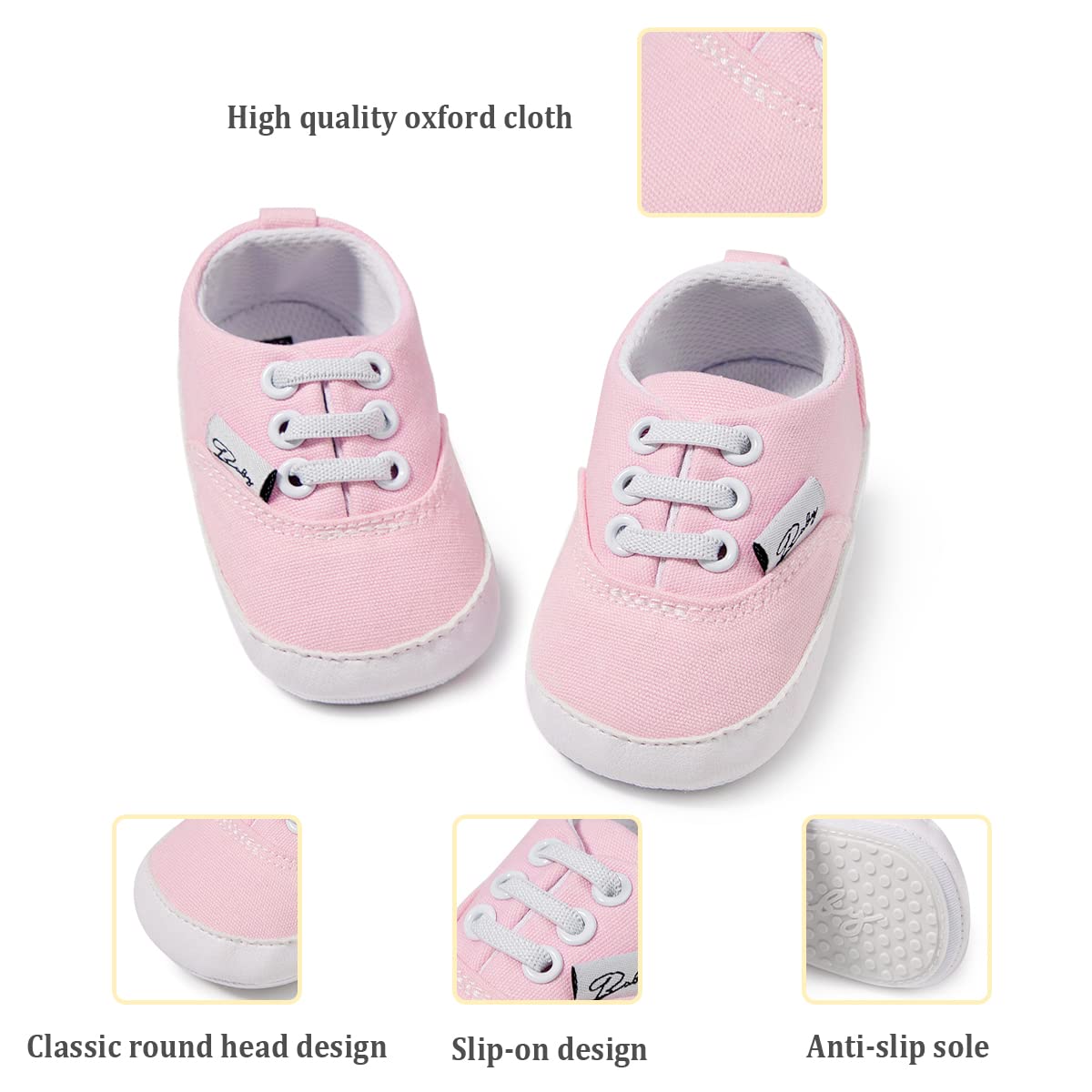 Morbido Infant Baby Boys Girls Canvas Sneaker Toddler Slip On Anti Skid Newborn First Walkers Candy Shoes for 0-18 Months