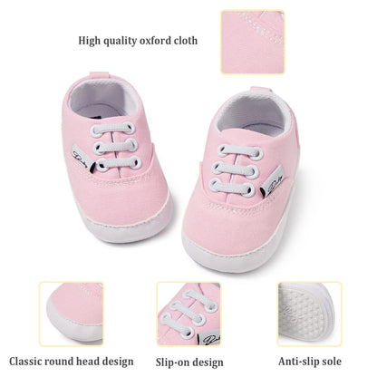 Morbido Infant Baby Boys Girls Canvas Sneaker Toddler Slip On Anti Skid Newborn First Walkers Candy Shoes for 0-18 Months