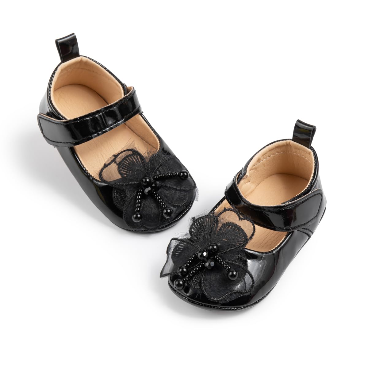 ohsofy Infant Baby Girls Mary Jane Flats Non-Slip Bowknot Princess Wedding Dress Shoes Toddler Crib Shoes