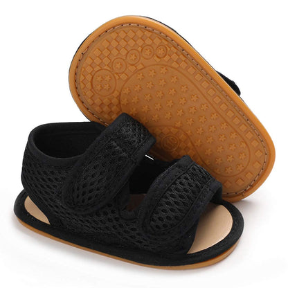 Sawimlgy Baby Girls Boys Sandals Summer Flowers Shoe Rubber Sole PU Leather Mesh Infant Toddler First Walkers Princess Dress Outdoor Shoes