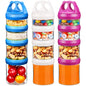 SELEWARE Portable Stackable Food Storage Containers for Snacks Formula Powder and Drinks Twist Lock System Airtight Leak-proof BPA and Phthalate Free 4 Piece Jars 31oz Blue