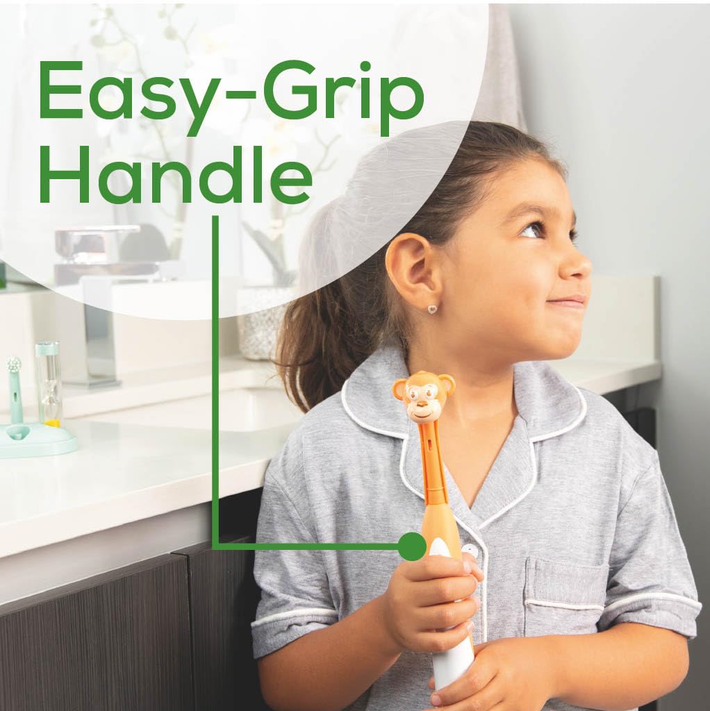 Beurer TB10 Kids Electric Toothbrush Kit - Fun Milo The Monkey Cap with 2 Extra-Soft Brush Heads to Help Remove Plaque, 2 Minute Timer, and Rinse Cup, BPA-Free, Safe for Ages 3+
