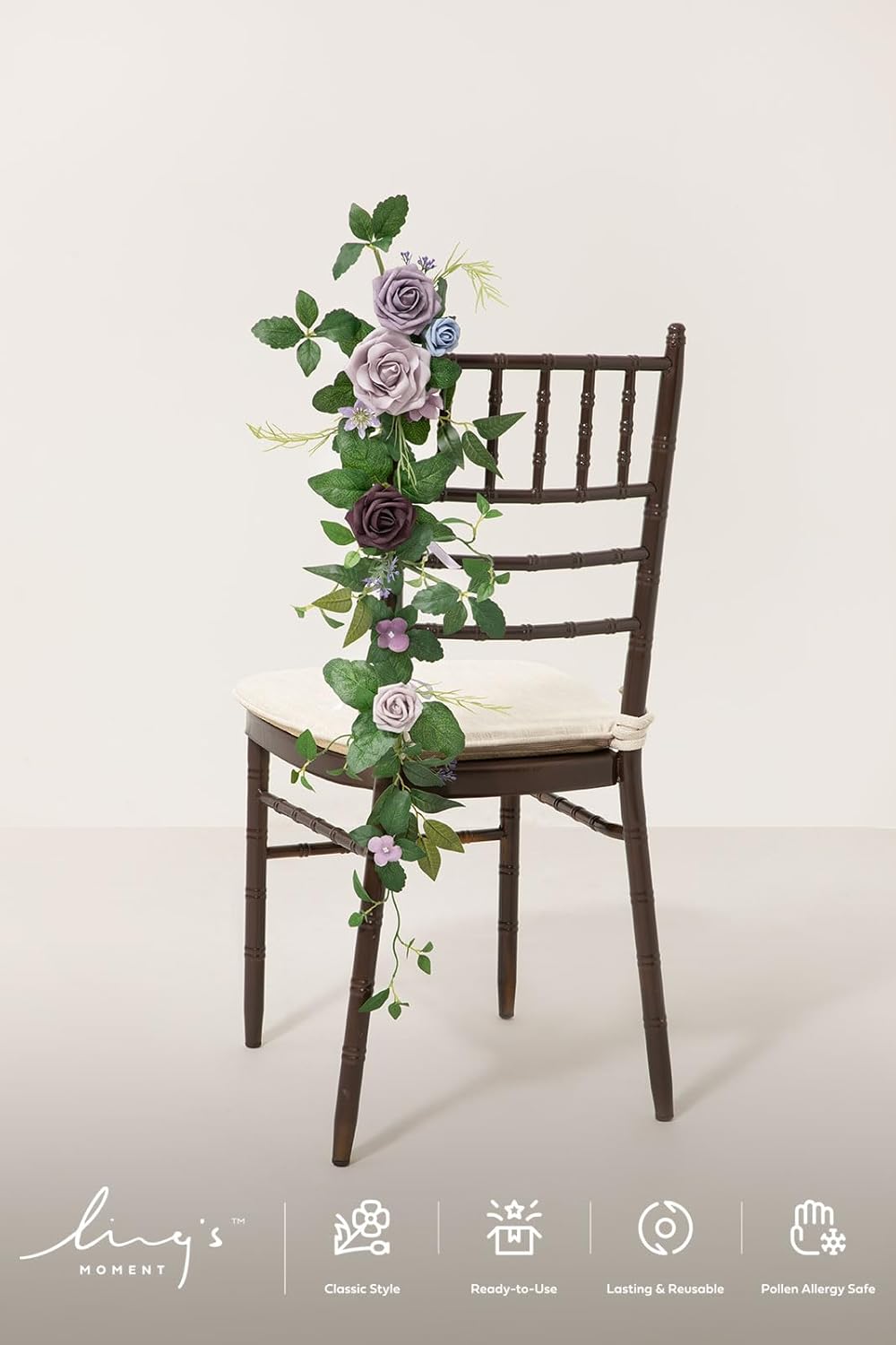 Ling's Moment 10pcs Wedding Chair Decorations Aisle Floral Swag Artificial Pew Flowers Hanging Garland Pink Blush & Cream For Ceremony Reception Church Rose Floral Faux Arrangement Party Outdoor Decor