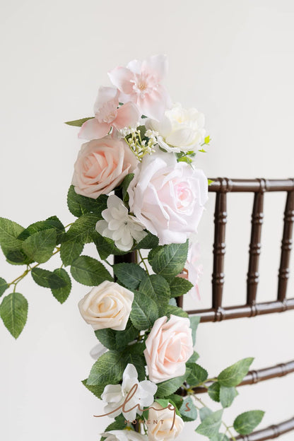 Ling's Moment 10pcs Wedding Chair Decorations Aisle Floral Swag Artificial Pew Flowers Hanging Garland Pink Blush & Cream For Ceremony Reception Church Rose Floral Faux Arrangement Party Outdoor Decor
