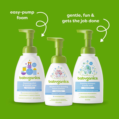 Babyganics Foaming Dish Soap, Pump Bottle, Fragrance Free, 16oz, 3 Pack