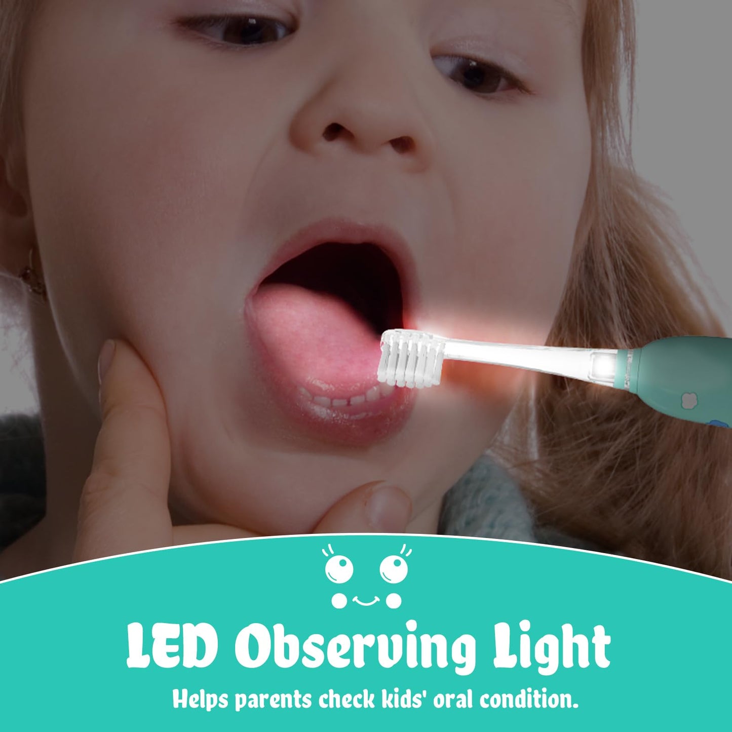 SEAGO Kids Electric Toothbrushes Rechargeable, Toddler Electric Toothbrush with Magnetic Charging, LED Observing Light, 8 Toothbrush Heads for Ages 2-4-6 Boys Girls (Pink)
