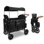 WONDERFOLD W4 Luxe Quad Stroller Wagon Featuring 4 High Face-to-Face Seats with Magnetic Buckle 5-Point Harnesses and Adjustable/Removable UV-Protection Canopy, Hunter Green