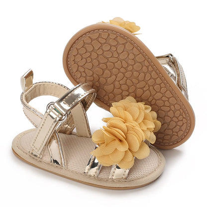 Timatego Infant Baby Girls Summer Sandals Anti-Slip Soft Sole with Flower Toddler First Walkers Crib Dress Shoes