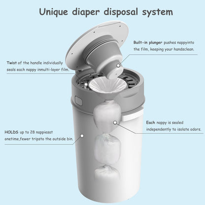 Bellababy Diaper Pail, Upgrade Baby Diaper Bin with Double Odor Locking, Includes 1 Refill (270 inches/pcs), Compact Design for Nursery