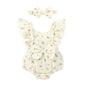 YOUNGER TREE Newborn Baby Girl Clothes Ruffle Sleeve Rompers Infant Backless Floral Jumpsuit Summer Outfits with Headband