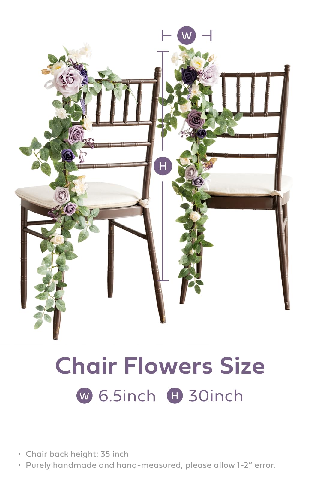 Ling's Moment 10pcs Wedding Chair Decorations Aisle Floral Swag Artificial Pew Flowers Hanging Garland Pink Blush & Cream For Ceremony Reception Church Rose Floral Faux Arrangement Party Outdoor Decor