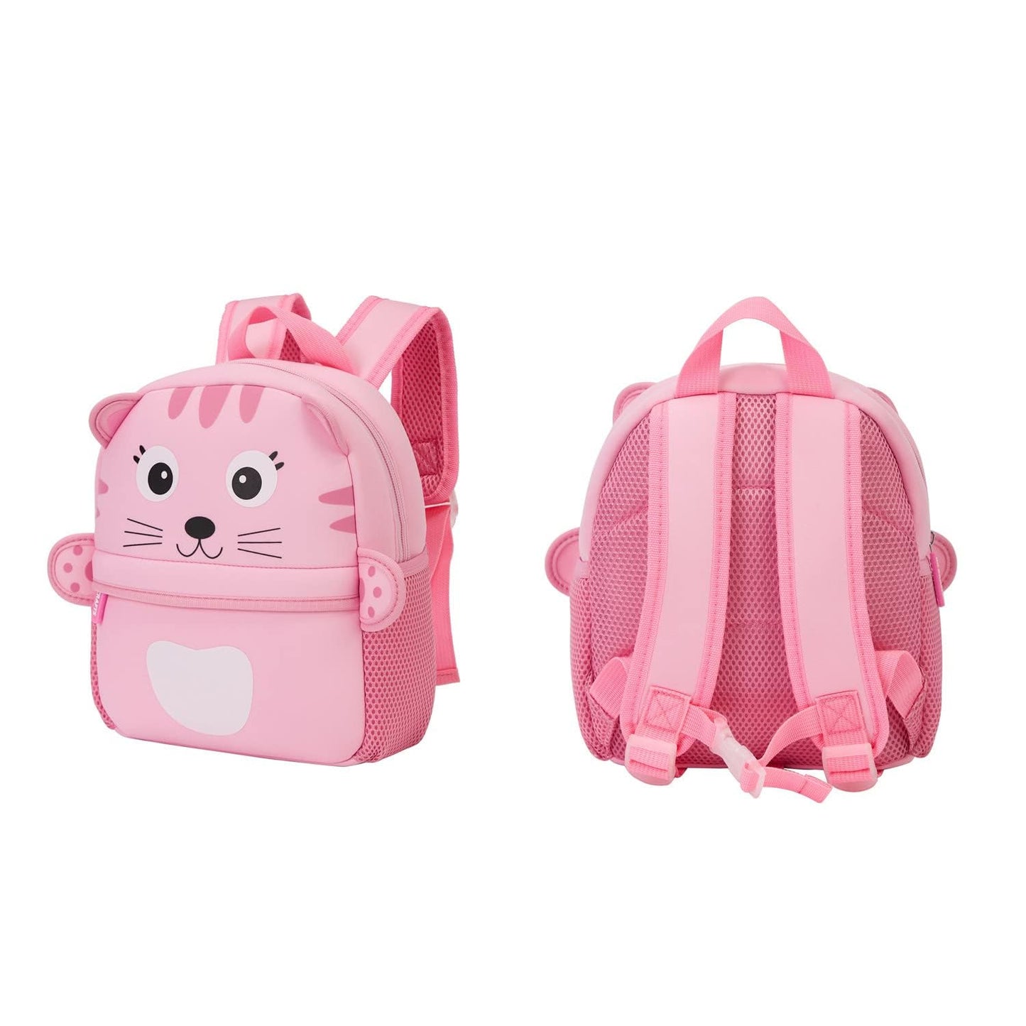 KK CRAFTS Preschool Toddler Backpack with Leash, 3D Cute Cartoon Neoprene Animal Schoolbag for Kids Boys Girls(Pink Dinosaur)