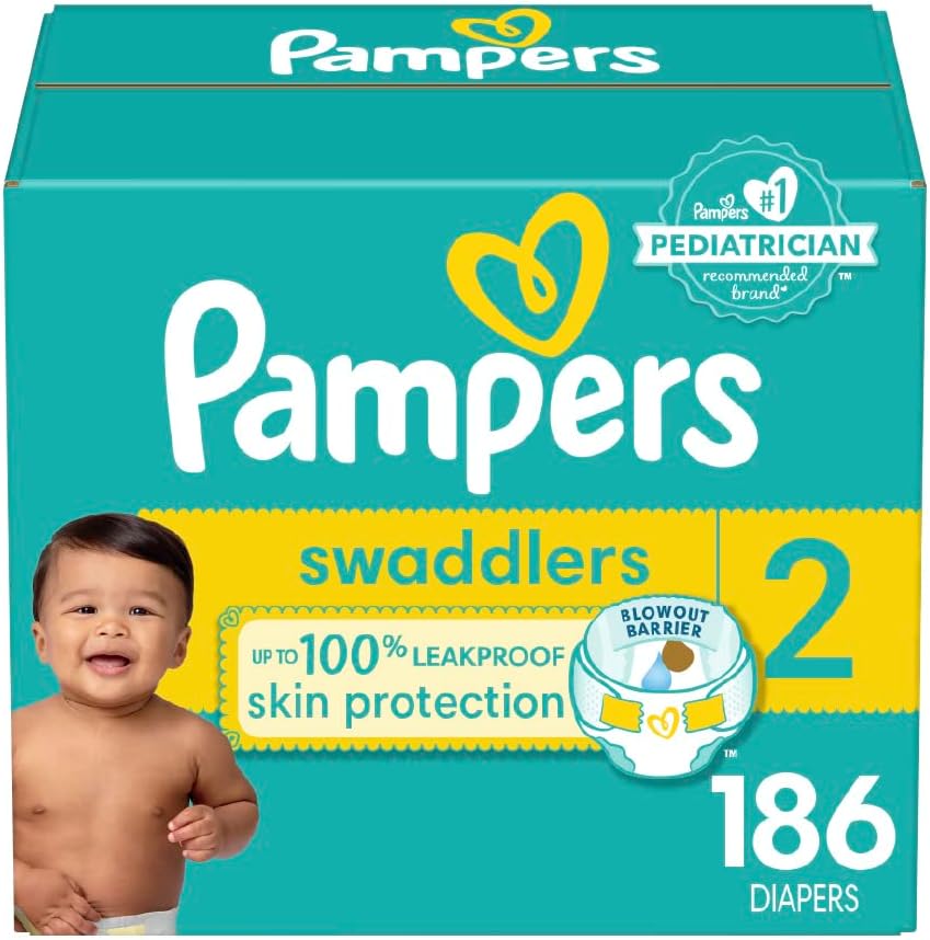 Pampers Baby Diapers - Swaddlers - Size 1, 198 Count, Ultra Absorbent Disposable Infant Diaper