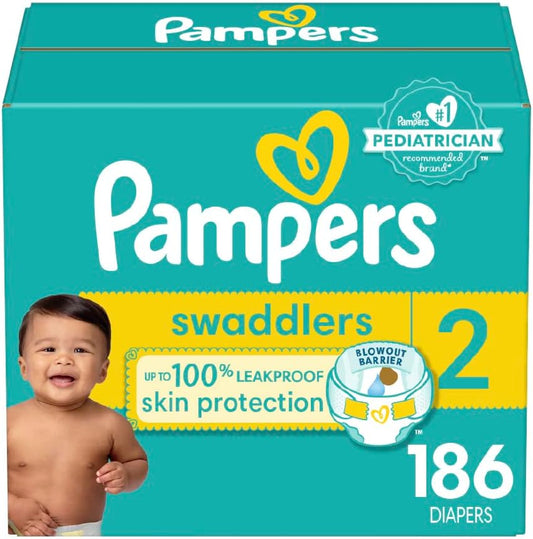 Pampers Baby Diapers - Swaddlers - Size 1, 198 Count, Ultra Absorbent Disposable Infant Diaper