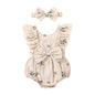 YOUNGER TREE Newborn Baby Girl Clothes Ruffle Sleeve Rompers Infant Backless Floral Jumpsuit Summer Outfits with Headband