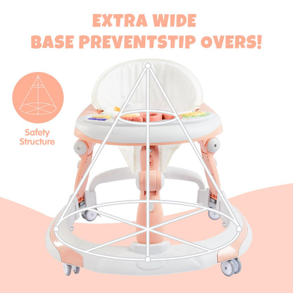 3 in 1 Baby Walker, Baby Walkers for Boys and Girls with Removable Footrest, Feeding Tray, Rocking Function & Music Tray(Without Battery), Foldable Activity Walker for Baby 6-18 Months (Blue)