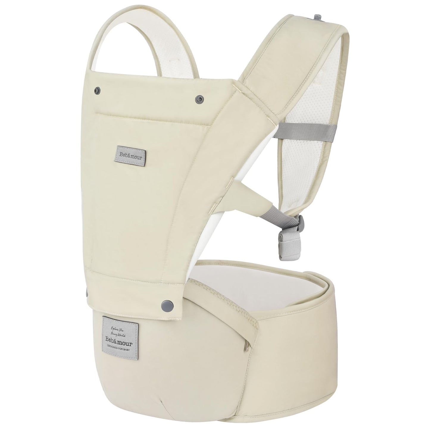 Bebamour Baby Carrier Newborn to Toddler-2 in 1 Hip Seat & Carrier Front and Back Carry with Head Hood & 3 Pieces Teething Pads& Waist Extenders & Storage Bag 0-36 Months (Green)