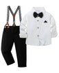 CARETOO Toddler Boy Clothes Suit Gentleman Wedding Outfits Kids Formal Dress Shirt Bowtie Long Suspender Pants Overalls 1-5T
