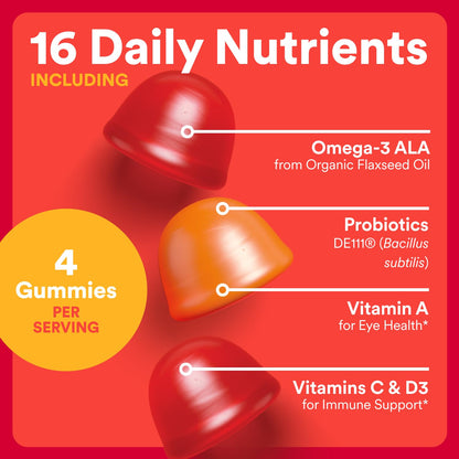 SmartyPants Kids Multivitamin Gummies: Omega 3 Fish Oil (EPA/DHA), Vitamin D3, C, Vitamin B12, B6, A, K & Zinc for Immune Support, Biotin, Gluten Free, Three Fruit Flavors, 120 Count (30 Day Supply)